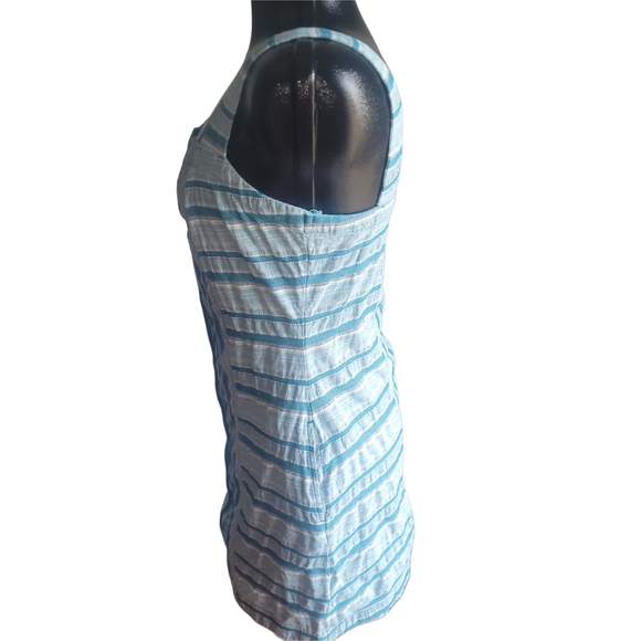 Roxy Striped Blue And White  Button Front Dress L - Picture 5 of 6